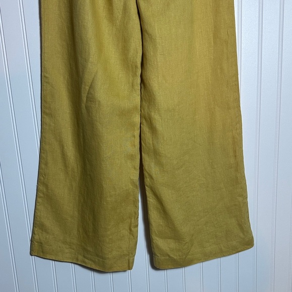Reformation Cleo Linen Pants Ss 4 Wide Leg Pants in Mustard Yellow High Waist - Picture 6 of 9